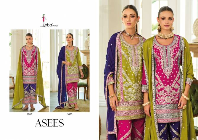 Asees By Eba Chinon Embroidery Plazzo Suits Wholesalers In India